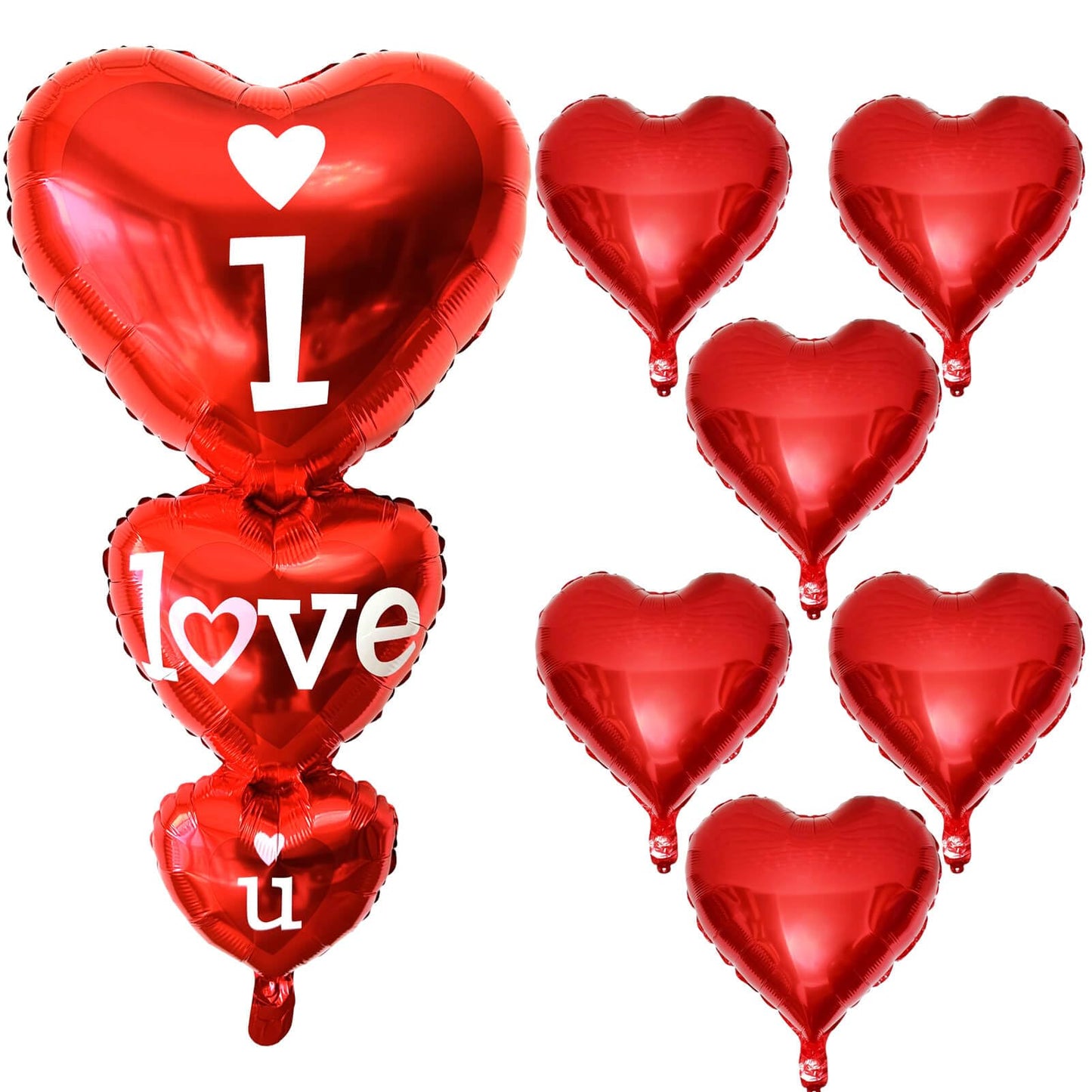 7 Pcs Red Heart Balloons I Love You Heart Balloons For Valentines Day Decorations Bridal Shower Wedding Party Decorations