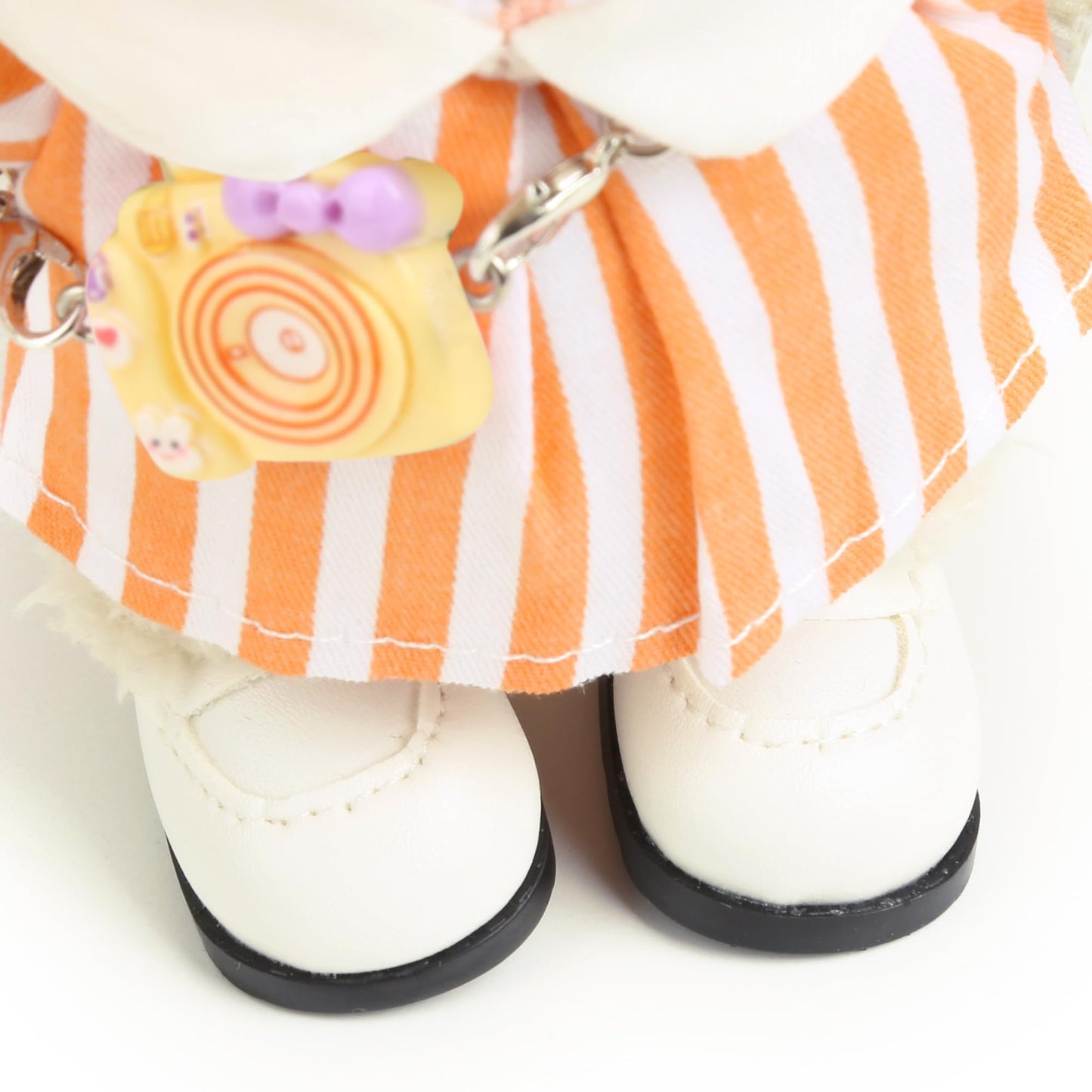 17cm Doll Clothes for Labubu - Kawaii Clown Style Set - Doll's Hat & Doll's Clothing & Doll's Shoes & Camera Cute Doll Outfit with Accessories for Display Collectors Gift - Orange (NO Dolls)