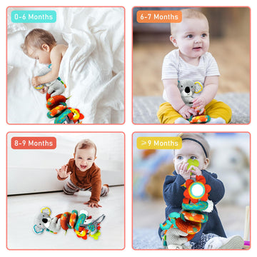 Monstime Car Seat Toys For Babies 0-6 Months, Newborn Toys Baby Toys 0-3 Months Stroller Toys, Infant Toys 0-6 Months For Carseat Stroller Crib With Mirror, Rattle, Teether For 0 3 6 9 12 Boys Girls