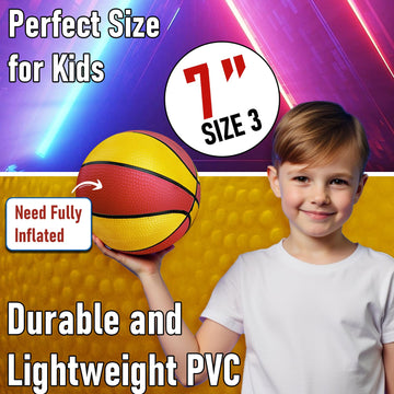 4 Packs Mini Basketballs 7 Inch Size 3 With Pump, Kids Small Basketball Set For Basketball Hoop Pool Party Games Indoor Outdoor