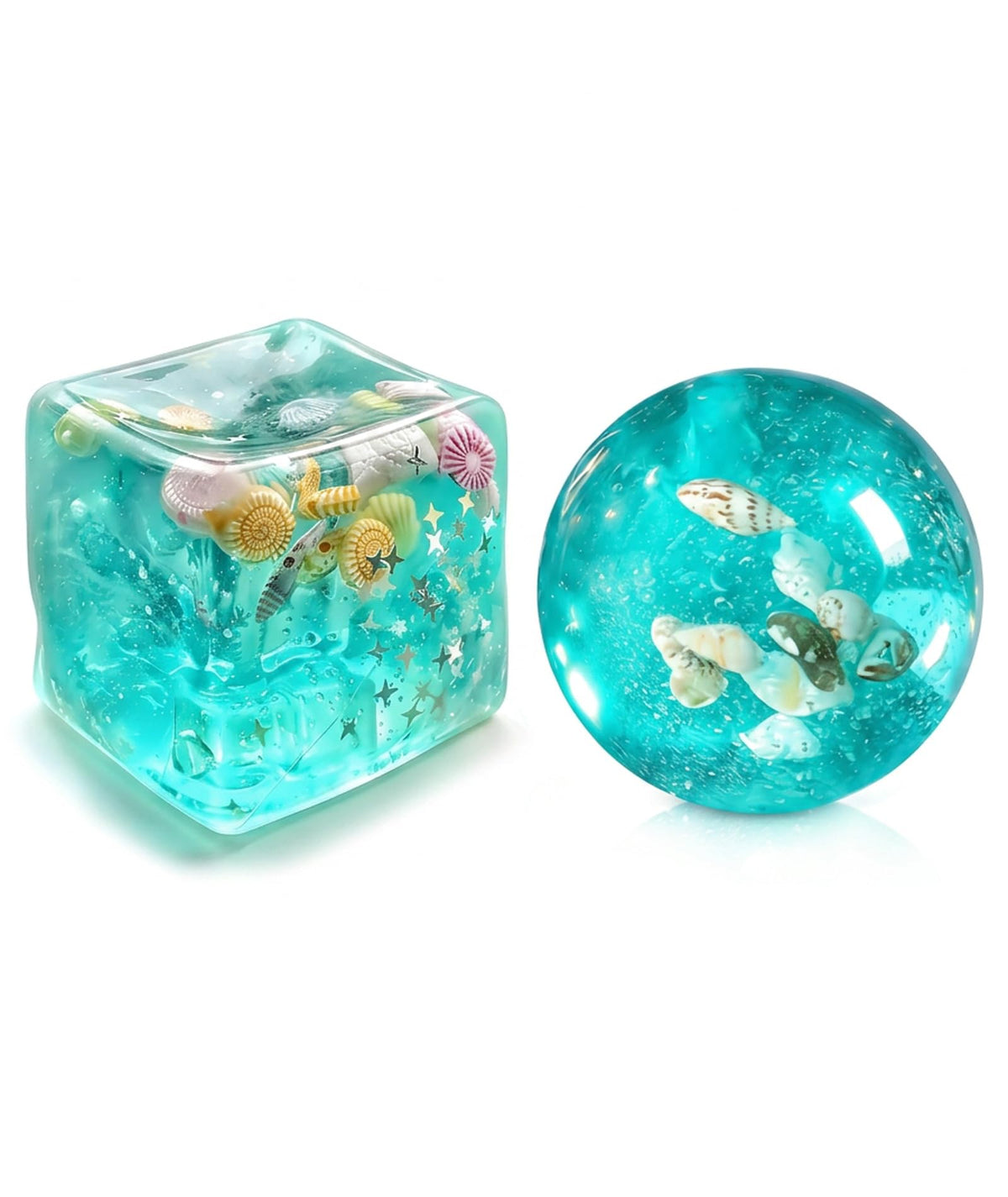 2Pcs Taba Squishy, Squishy, Sensory Fidget Toys , Ocean Shell Design Squishy Toy Set, Square and Round Shell Shapes, 2 Pieces Pa