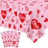 4 Pack Valentine'S Day Tablecloth Valentine Love Heart Tablecloth Valentines Day Party Decoration Love Heart Table Cover Valenti