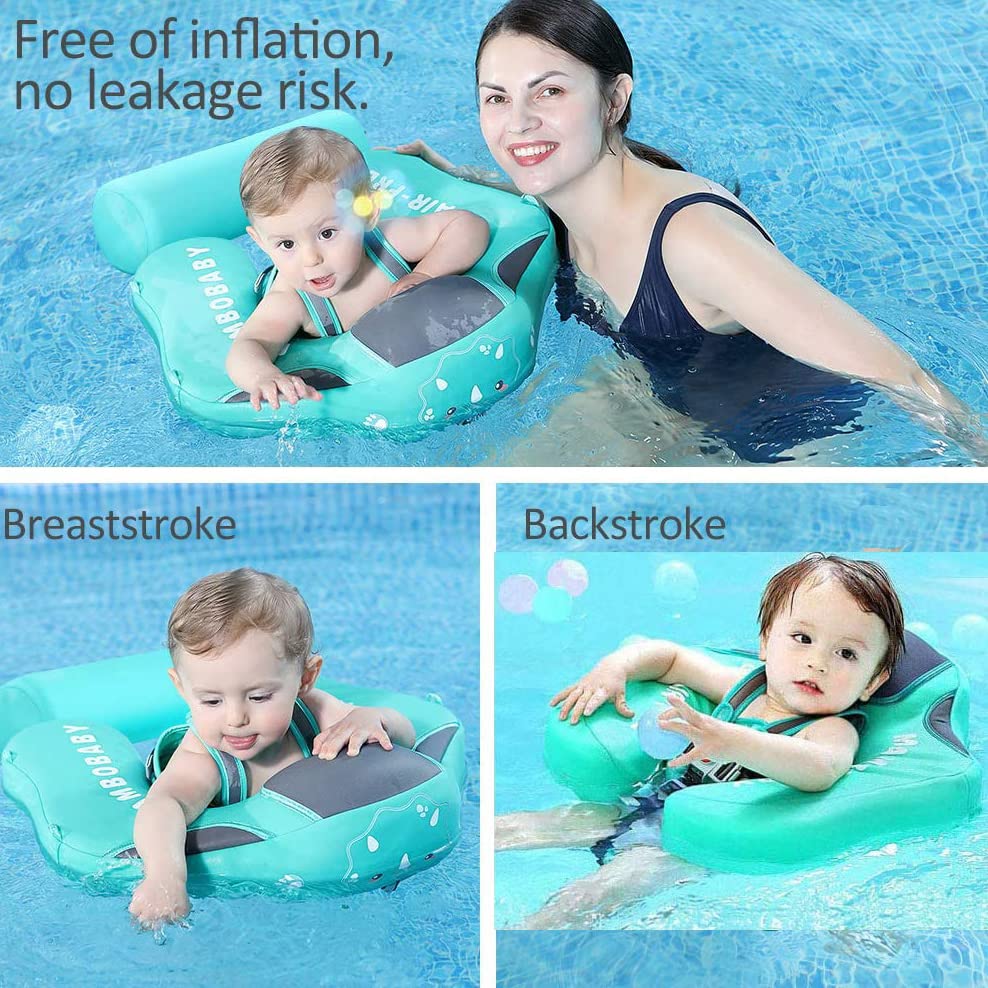 Mambobaby Non Inflatable Newest Size Improved Add Tail Avoid Flip Over Baby Pool Float With Canopy Infant Solid Swimming Float Swim Trainer