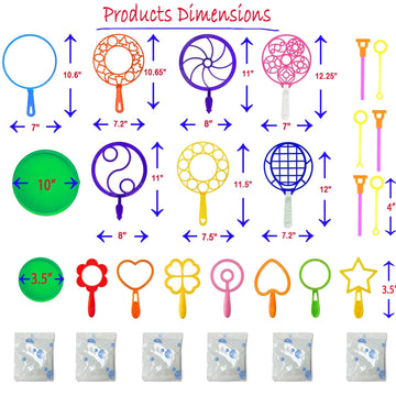 Giftexpress Deluxe 27Pcs Big Bubble Wands Assortment With Solution - Assorted Sizes Bubble Makers, Trays & 6Pk Non Toxic Solutio