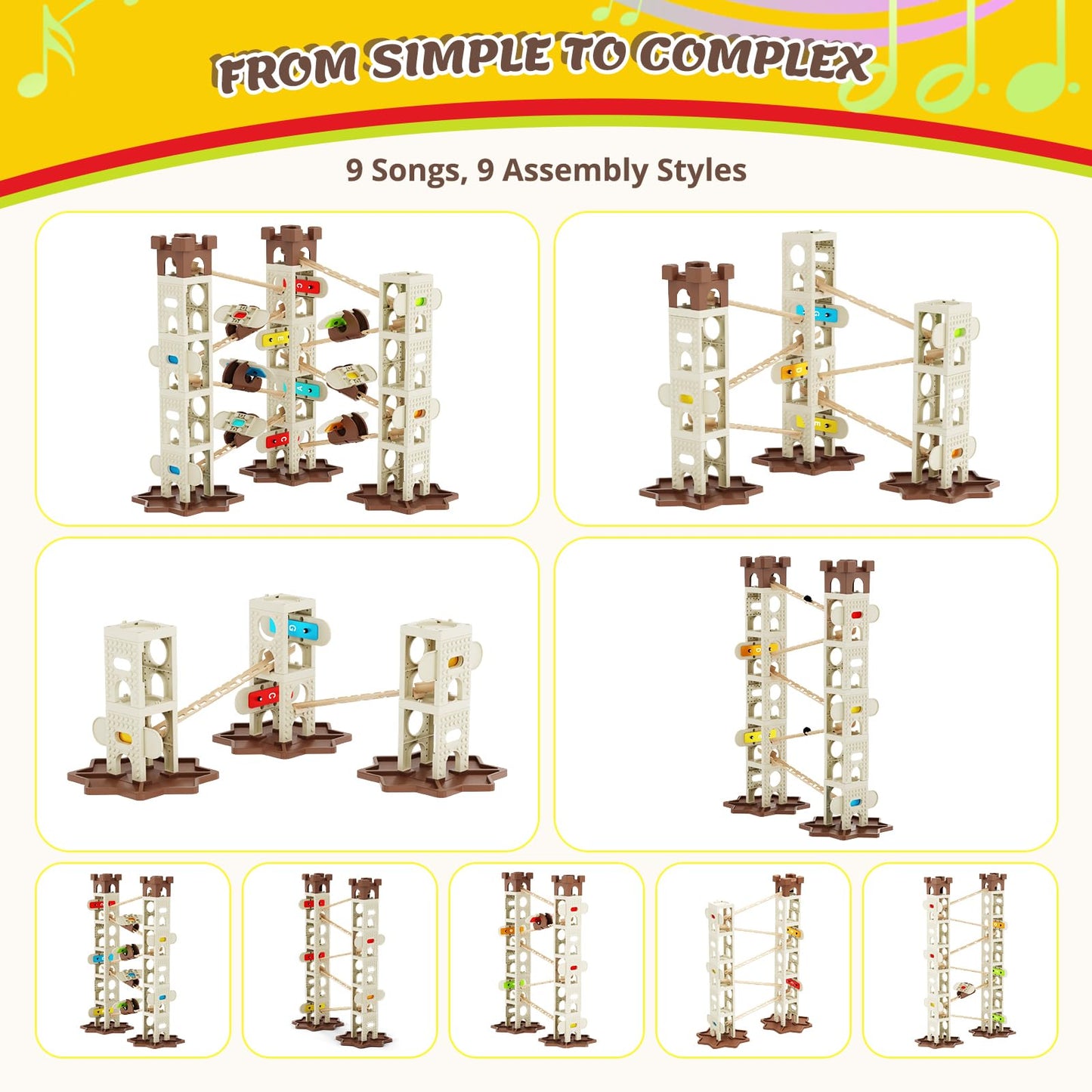 Fygurso Marble Runs For Kids 6-8 With Music Pillars, Stem Toys With Marble Runs Music, Educational Learning Marble Maze Track To