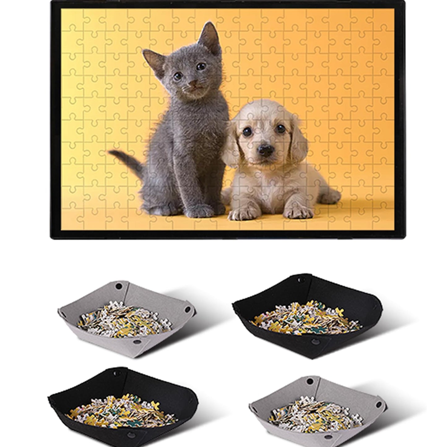 Jigsaw Puzzle Board 1000 500 Piece, 4 Storage Tray Portable Sorting Table Mat Holder For Adults Large Puzzles Accessories Organi