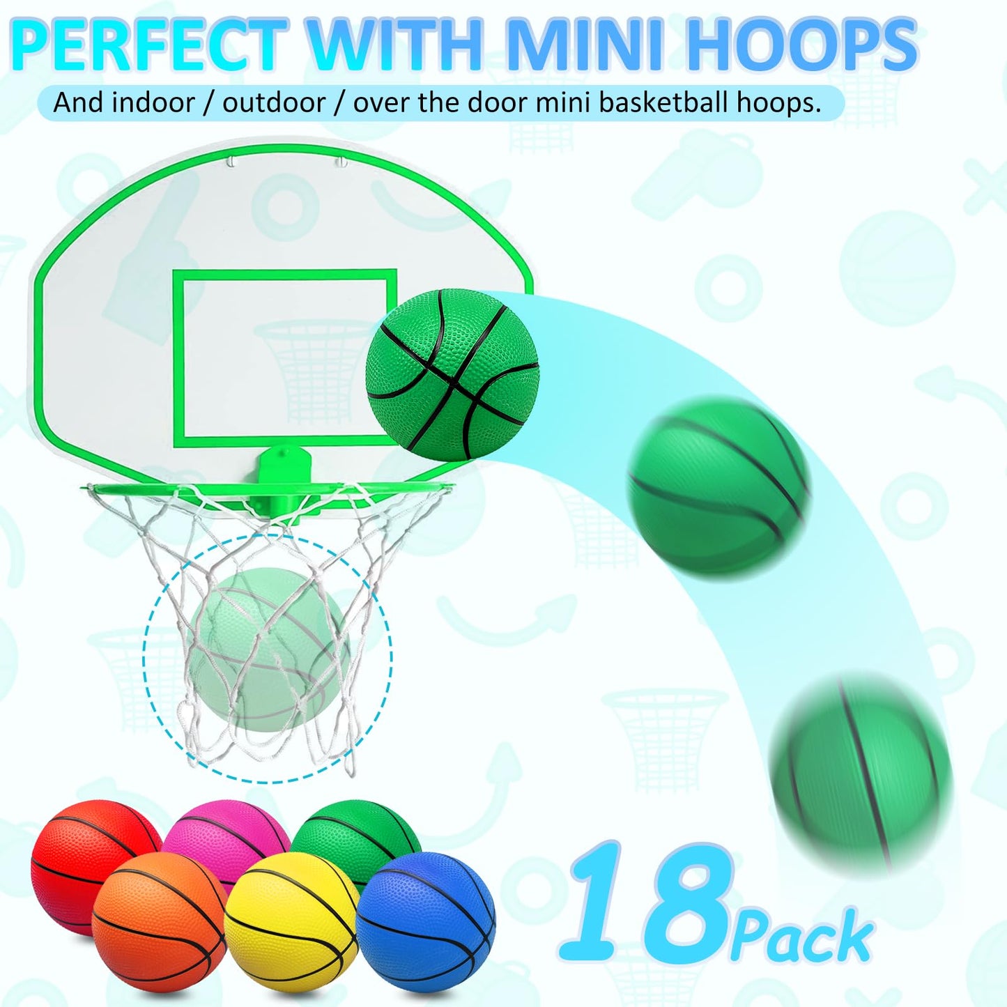 18Pcs 5'' Mini Basketball Balls Bulk Small Basketball Set, PVC Small Basketball for Over The Door Basketball Hoop Games Party Fa
