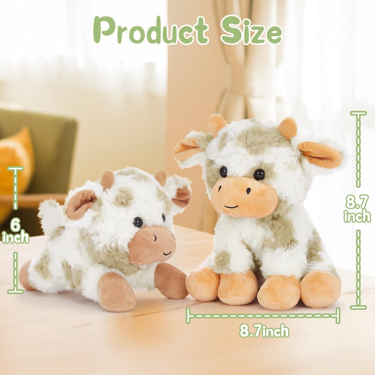 Tezituor 4 Pcs Cow Stuffed Animal Bulk 10'' Cow Plush Toys Soft Cow Plushies Farm Animal Party Decor Christmas Birthday Gifts Fo
