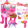 Toddler Vanity Magic Makeup Set Table And Chair Girl Toys Automatically Mirror With Music Light Pink Girls Toys 2 3 4 5 Year Old