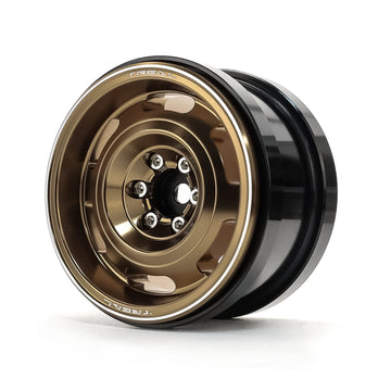 Treal Aluminium 2.2 Beadlock Wheels Rims(2) Pcs Vintage Wheel Fit Rc Crawler Mud Truck 2.2 Tires -Type B (Black)