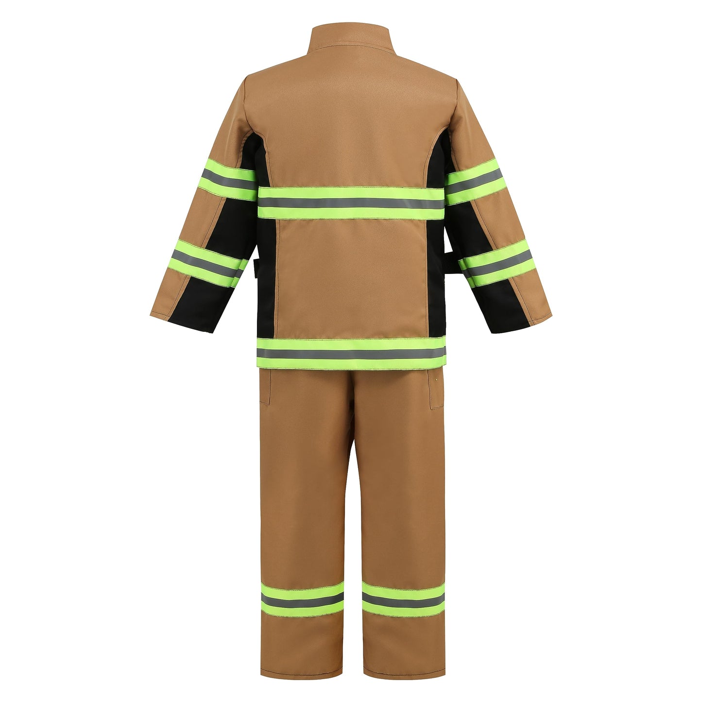 Yolsun Tan Fireman Costume For Kids, Boys' And Girls' Firefighter Dress Up (8 Pcs) 2-3 Years