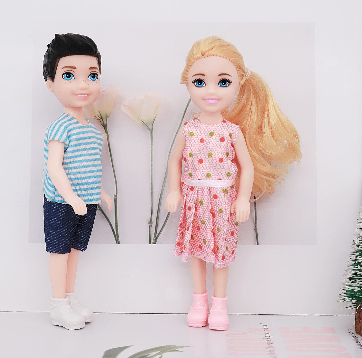 Lembani 10 Sets 5 Inch Mini Dolls With Clothes, 5 Pieces Boy Dolls And 5 Pieces Girl Dolls, Mini Princess Dolls Toy For Dollhouse Kids Gifts