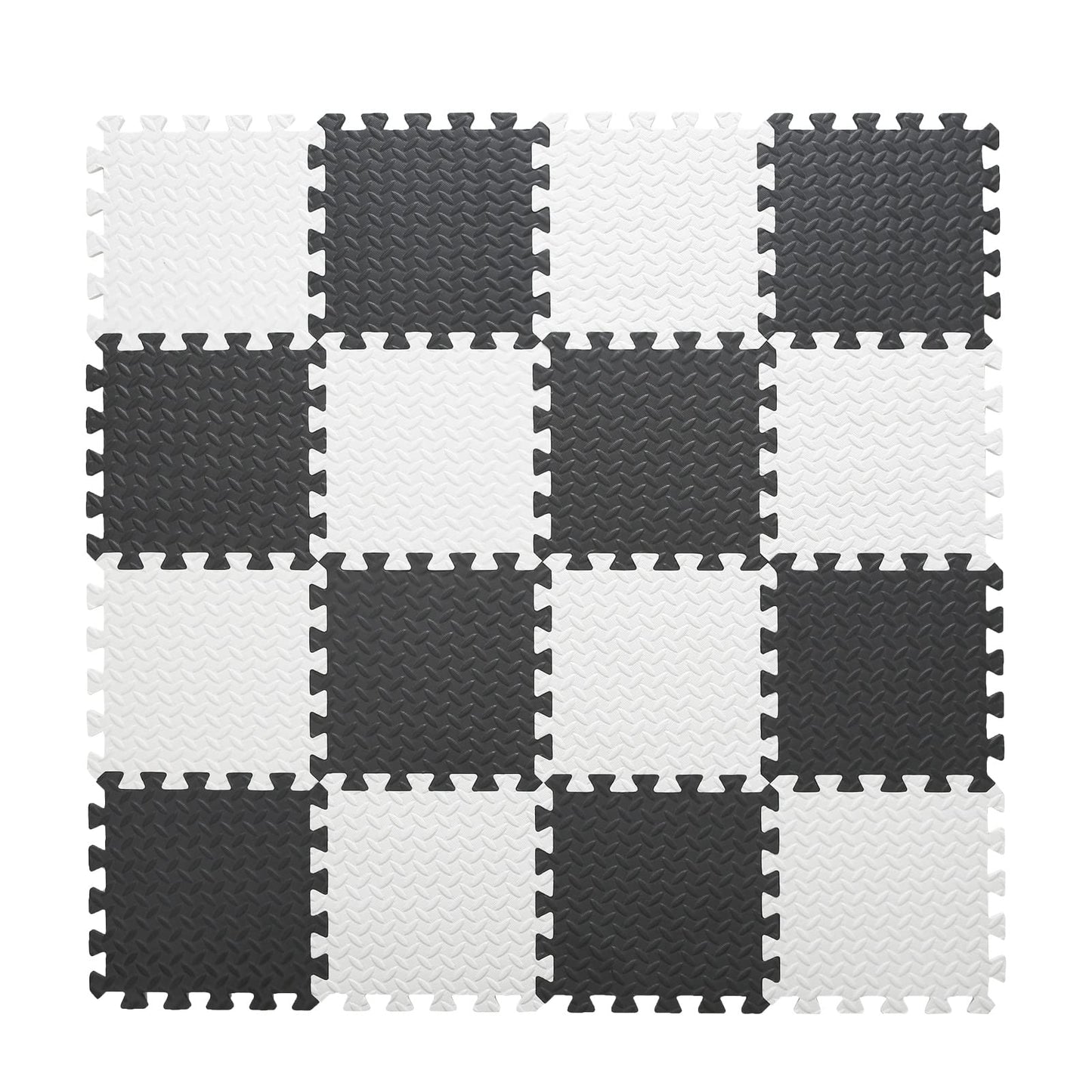 Tamiplay Foam Play Mat - 0.4 Inch Soft Eva Non-Toxic Interlocking Tiles, Baby Exercise Puzzled Floor Mats, 16 Tiles (White/Black