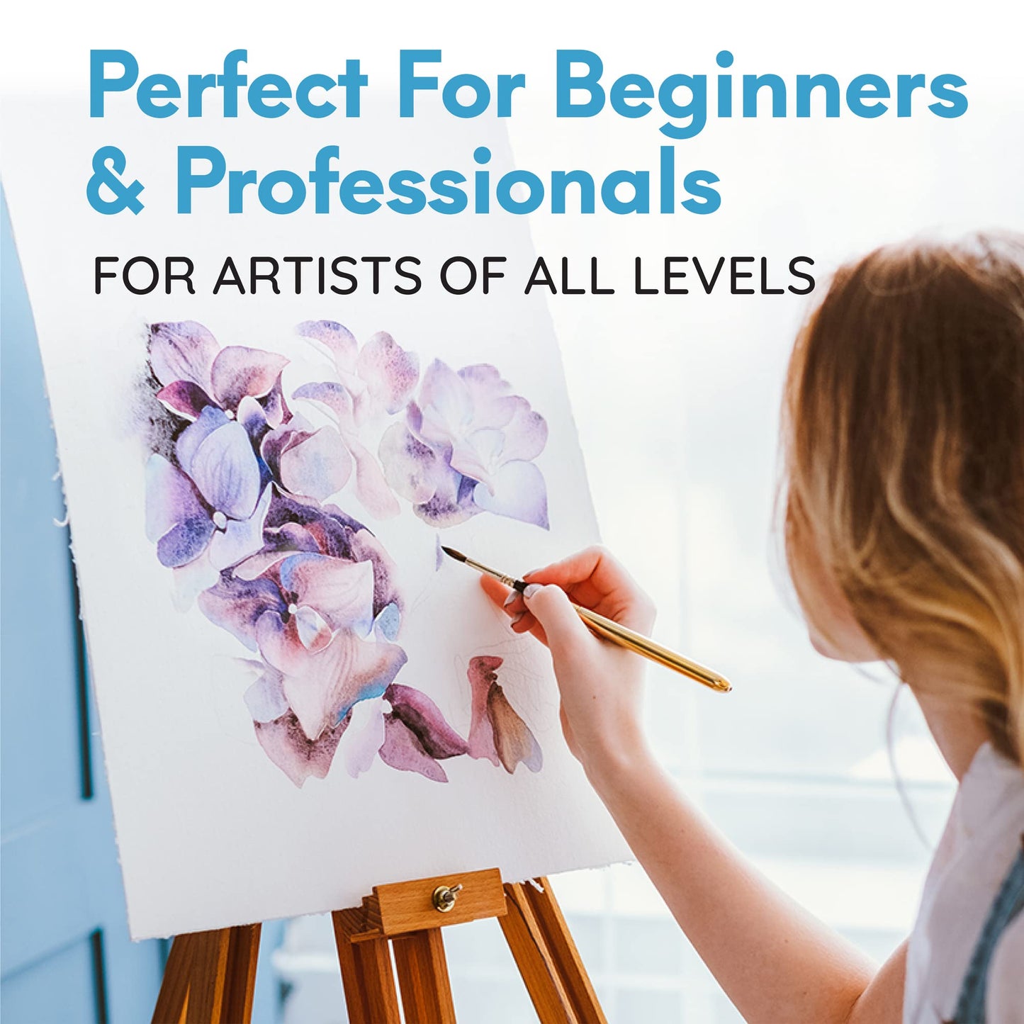 MozArt Supplies Premium Japanese Watercolor Paint Set - 40 Artist Quality Colors, Metallic & Neon - Perfect for Adults & Kids