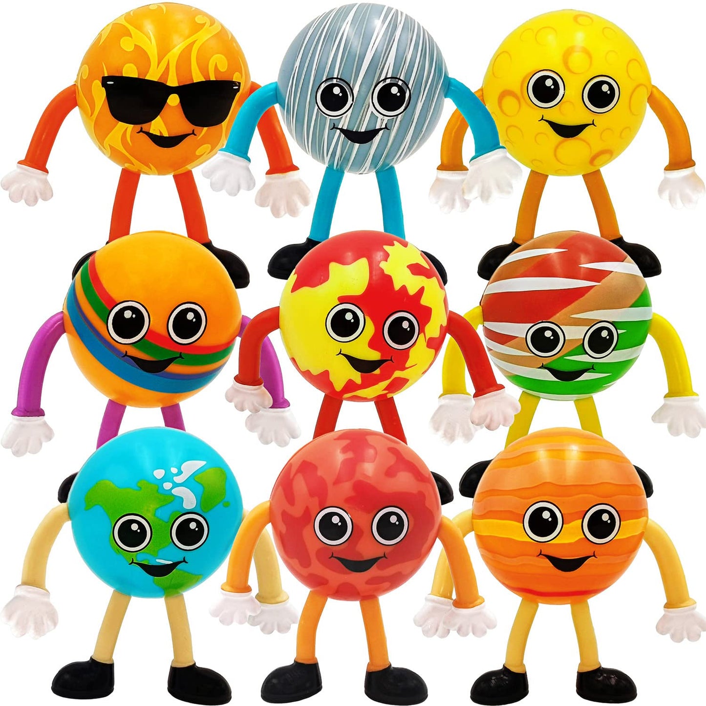 Artcreativity Bendable Planets (Set Of 11) Bendable Planet Toys For Kids, Outer Space Party Favors For Boys & Girls, Stress Relief Fidget Toy, Educational Toys For Kids, Goodie Bag Stuffers