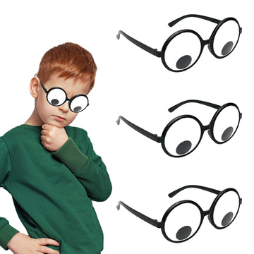 Hohajiu Googly Eyes Glasses, Funny Glasses Pranks Toy, Novelty Shaking Giant Eye Glasses, Funny Costume Accessories (3 Pcs)