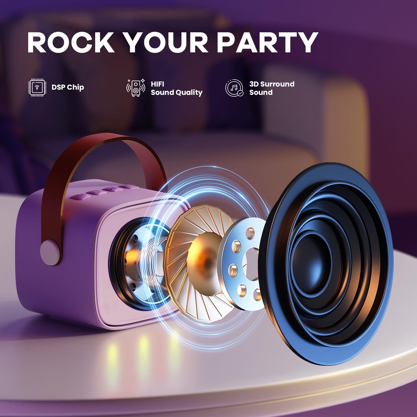Yll Mini Kids Karaoke Machine With 2 Microphones, Karaoke Gifts For Girls Ages 3, 4, 5, 6, 7, 8, 9, 10, 12 +Year Old, 4-12 Years Old Birthday Toy Easter Gift For Girls Boys (Purple)