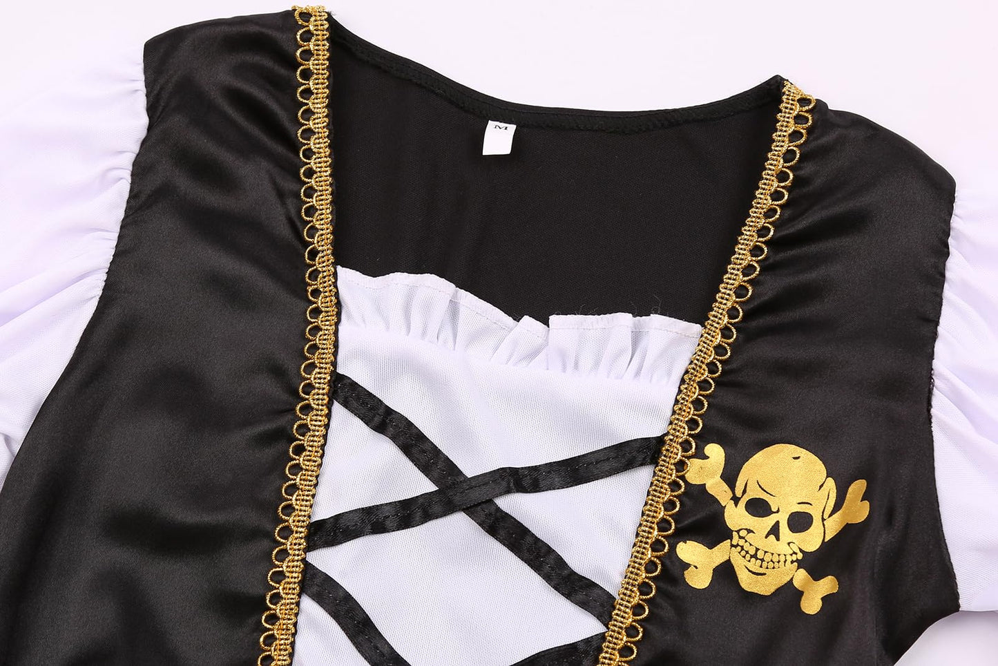 Dormstop Kids Pirate Costume Girls Deluxe Buccaneer Dress Set for Halloween Party Dress Up(9-11 Years)