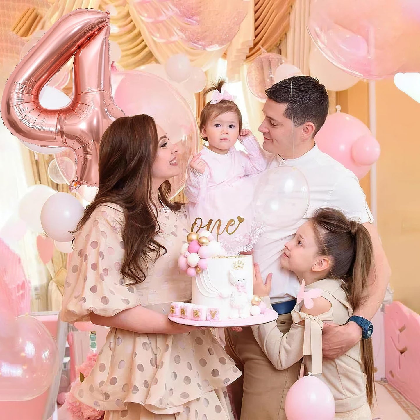 4 Number Balloon Rose Gold 40 Inch Big Foil Mylar 4Th Balloons For 4 Year Old Boy Girl Birthday Party Decorations Wedding Annive