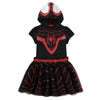 Marvel Miles Morales Spider-Man Girls Hooded Cosplay Tulle Dress For Toddlers