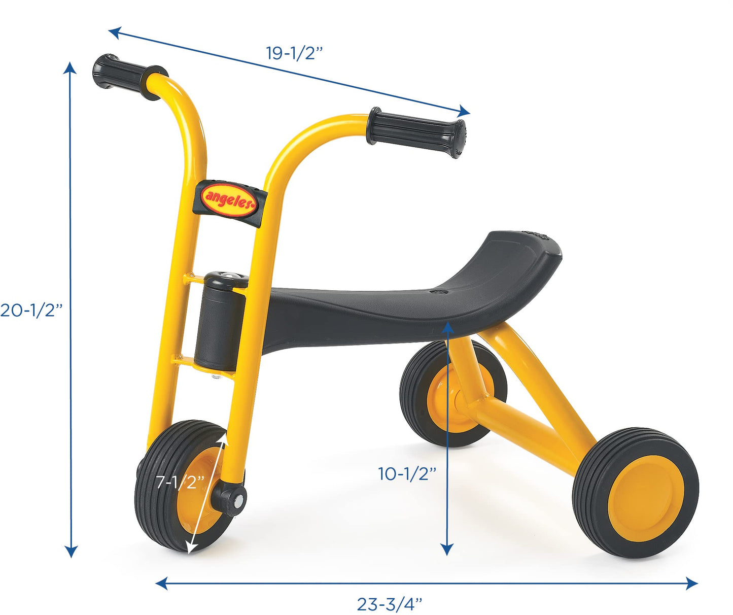 MYRIDER Toddler Trike, Kids Tricycle for Preschool, Daycare, Playground Kids Tricycles, Rubber Tires, Yellow/Black, 8'' Mini Pus