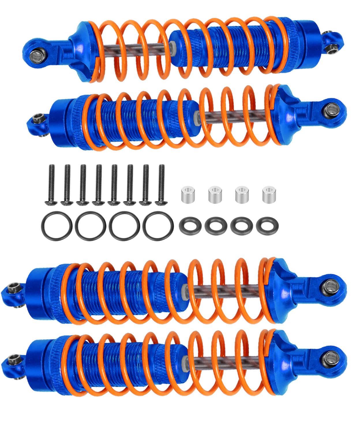 4Pcs Big Bore Front Rear Aluminum Shocks For Big Rock 3S, Typhon 4X4 Rc Truck - Navyblue