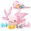 Aoriher 5 Pcs Axolotl Plush Set - 24 Inch Mommy & 4 Cute Baby Plushies, Soft Cotton Cuddly Toy, Pink, Ideal for Kids' Gifts & Parties
