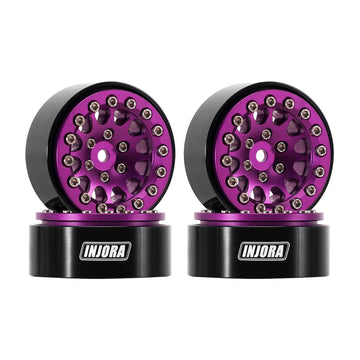 Injora 1.3'' Aluminium Beadlock Wheels For Trx4M Scx24 1/24 1/18 Rc Crawler Upgrade(Purple)