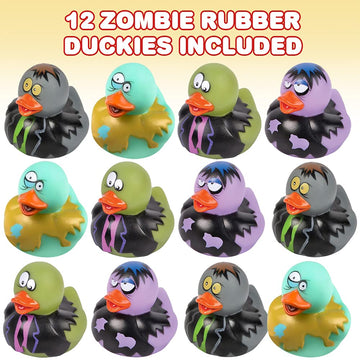 Artcreativity 2 Inch Zombie Rubber Duckies For Kids, Pack Of 12, Variety Of Designs And Colors, Trick Or Treat Supplies, Goodie Bag Fillers, Party Favors, Halloween Themed Bathtub Toys