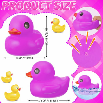 Honoson 6.89 Inch Giant Rubber Duck Big Rubber Duck Large Duck Bath Toy With Squeaky Sound For Summer Baby Shower Birthday Party