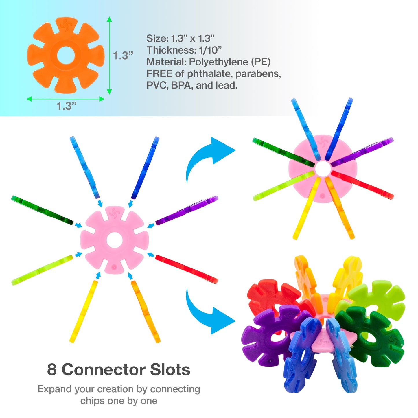 Picassotiles Building Chip Interlocking Disc Construction Blocks In Orange Color Stem Learning Early Education Toy Engineering P
