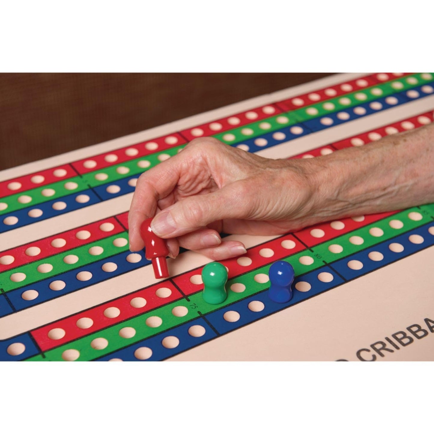 S&S Worldwide Jumbo 34' Long Foam Cribbage Board. 2-Piece Board Locks Together To Form A Huge 34' X 14-1/5' X 1' Thick 3 Track Board. Includes 12 Easy To Grasp Pegs. Perfect For Seniors.