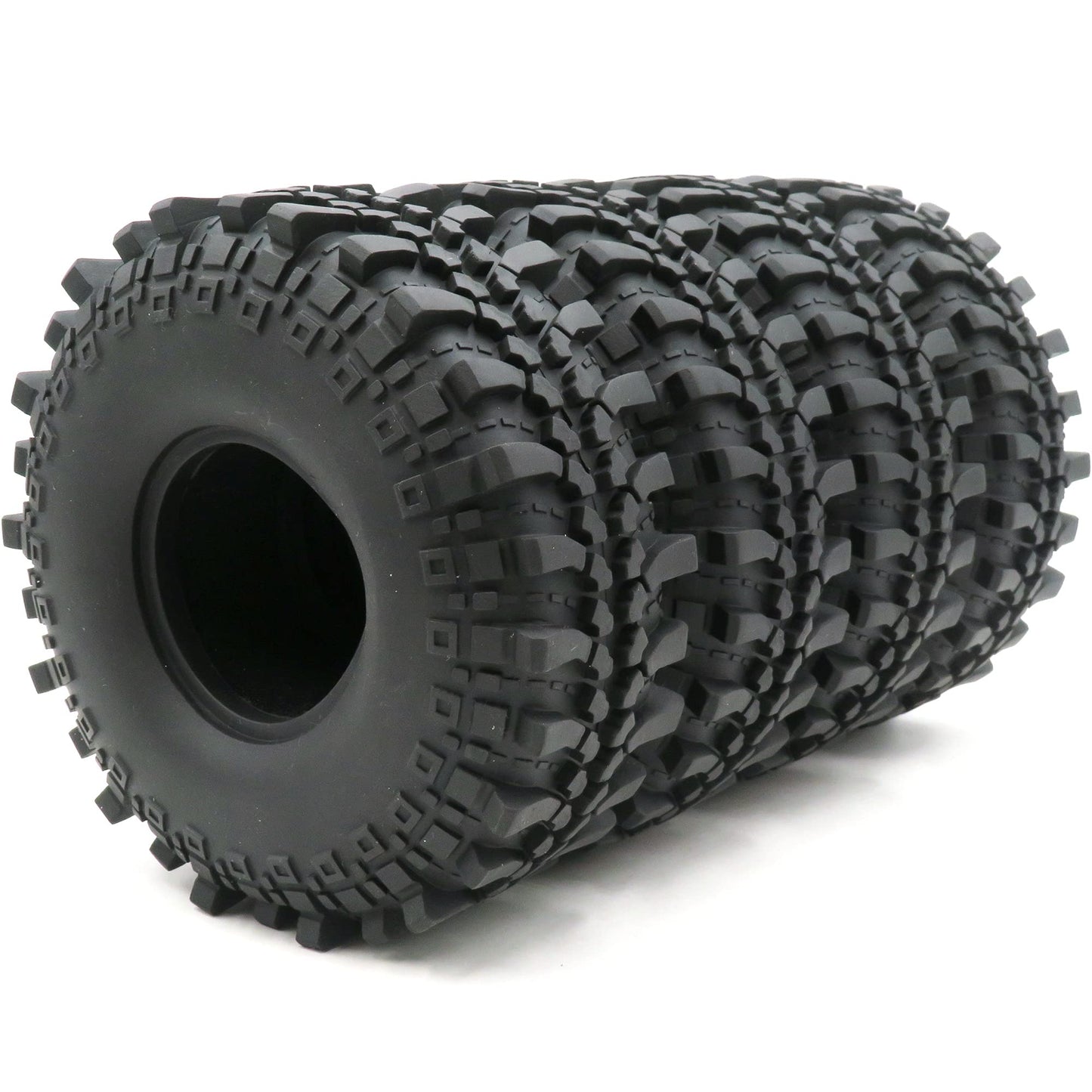 4pcs RC 2.2 Crawler Mud Terrain Tires Super Grip Soft Tyres with Soft Foam Insert Height: 145mm/5.7inch