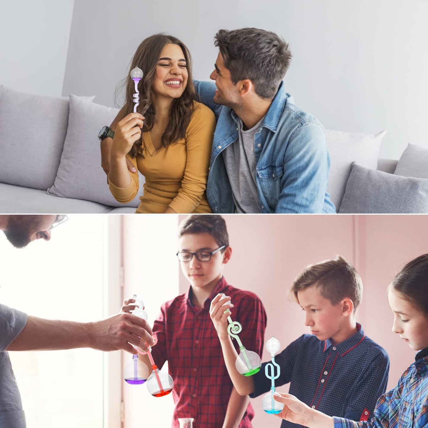 Yanzhe Office Thinking Hand Boiler, Glass Science Energy Transfer, Children Science Experiment, Thermometer Spiral Glass Science