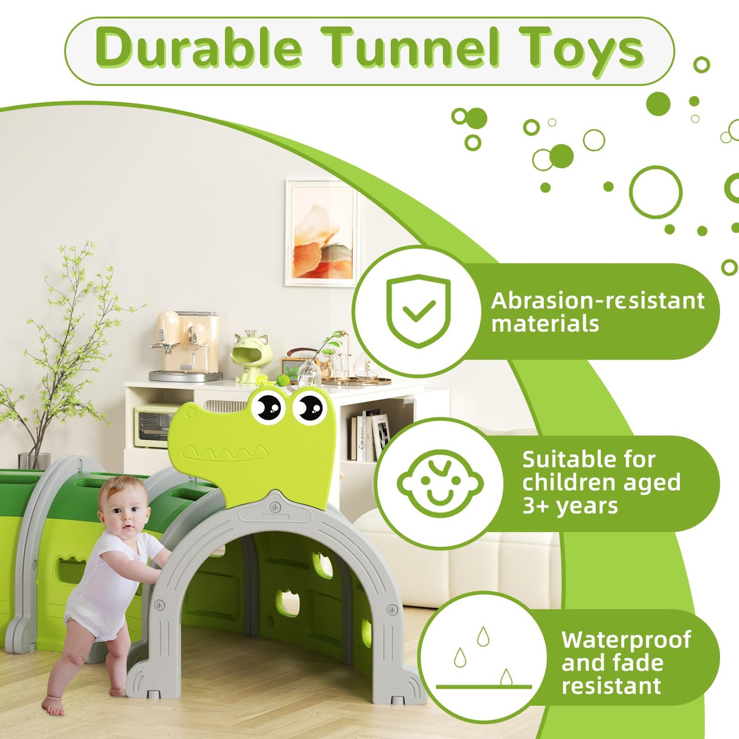 Glaf Tunnel Toys For Toddlers Climb And Crawl Baby Tunnels Play Tunnel For Kids 3-6 Years Old Indoor & Outdoor Toddler Play Equi