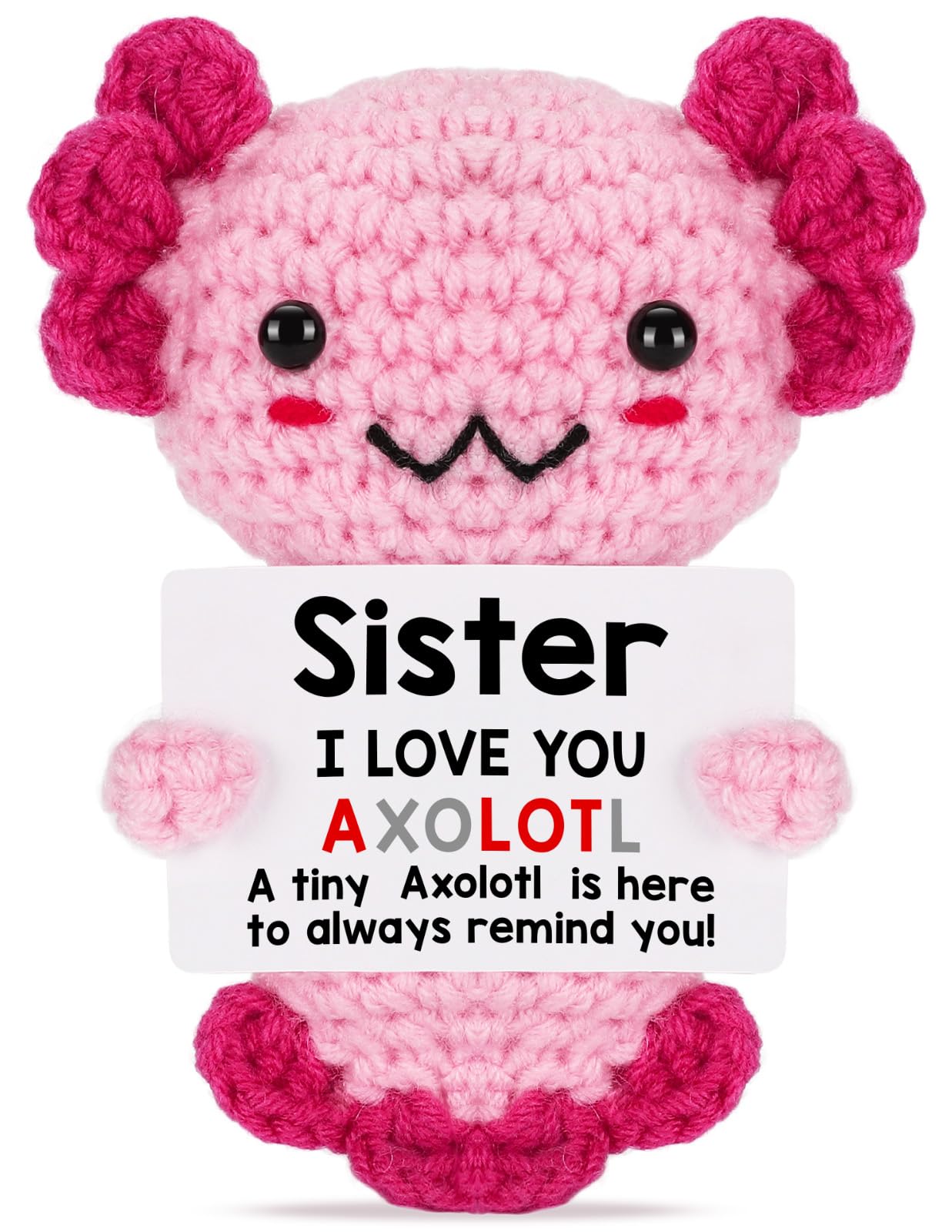 Weming Sisters Gifts From Sister, Crochet Axolotl Gifts For Bestie Bff & Little Sister In Law On Birthday & Christmas Stocking S