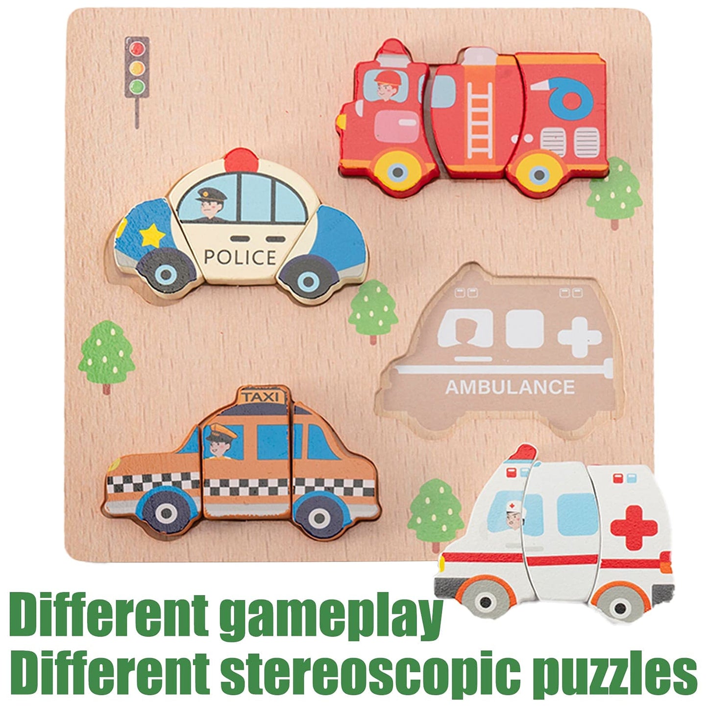Cucos Wooden Toddler Puzzles For Kids Ages 1-5 Years Old, Wooden Peg Vehicle Toddler Puzzles, Learning Toys Educational Gift For