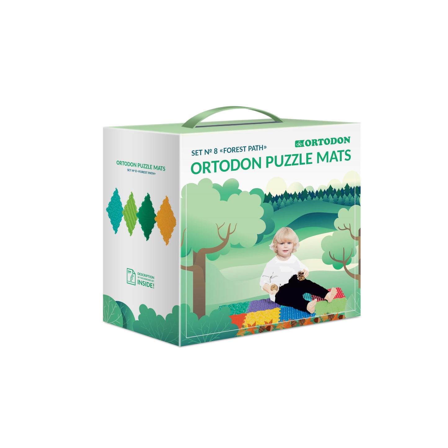 Forest Path Multi-Functional Sensory Mat For Autism 8 Pcs Therapy And Play, Featuring Puzzle Tiles And Orthopedic Massage, Modul