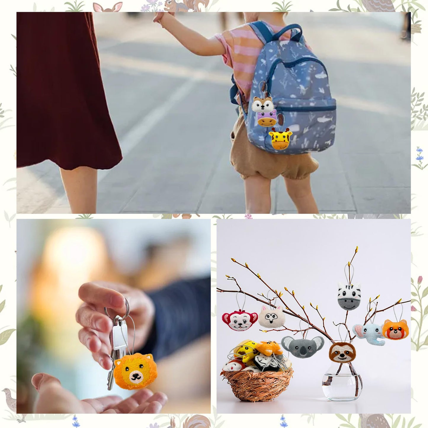 40 Pcs Mini Jungle Animal Plush Toys Set Cute Small Animal Stuffed Keychain For Party Favors Keychain Ornament For Goody Bag Easter Egg Stuffers Carnival Birthday Party Classroom Prizes 20 Styles