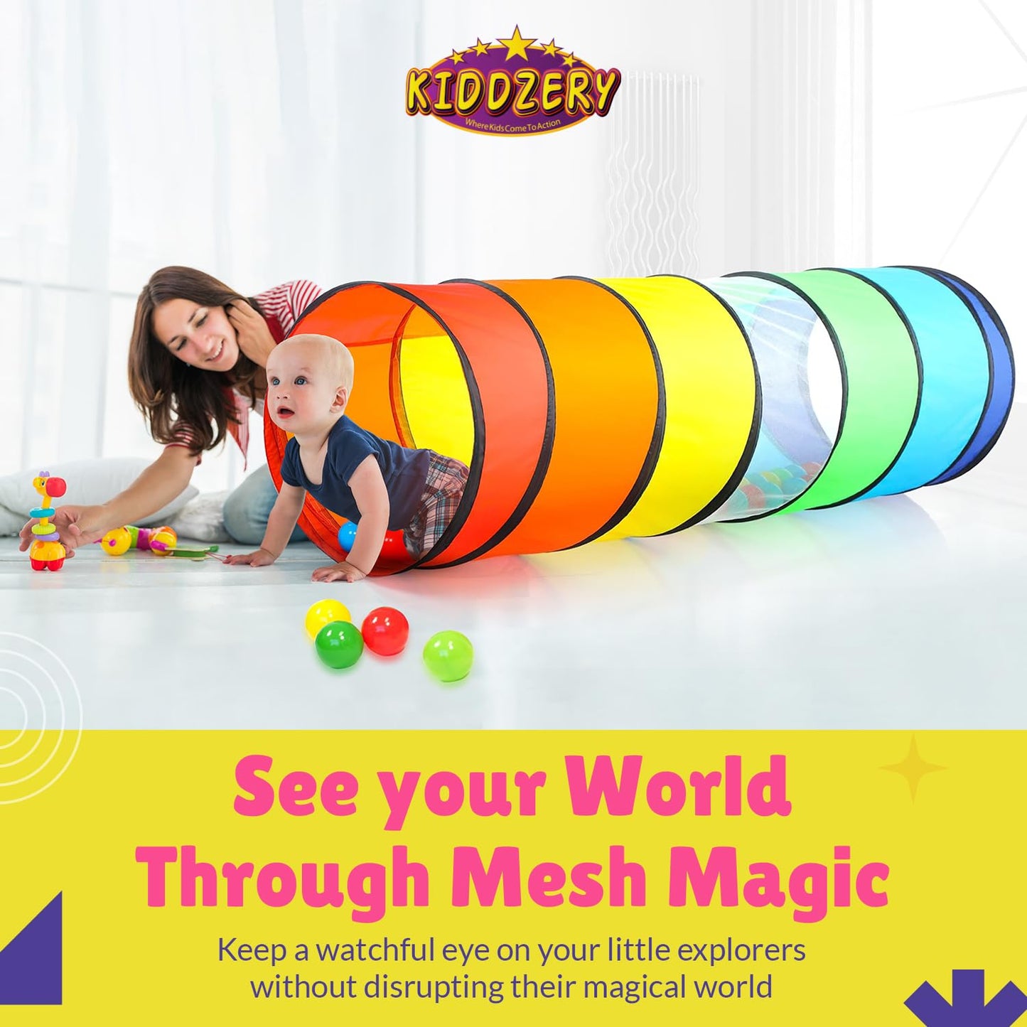 Kids Play Tunnel Set For Toddlers Double Tunnels For Indoor And Outdoor Fun | Pop-Up Crawl Tunnels For Babies, Toddlers, And Pet