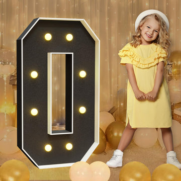 Imprsv Marquee Numbers Black 3Ft: Black Party Decor - Light Up Number 0 Large 3 Feet Tall - Birthday Decorations For Him Her 10T