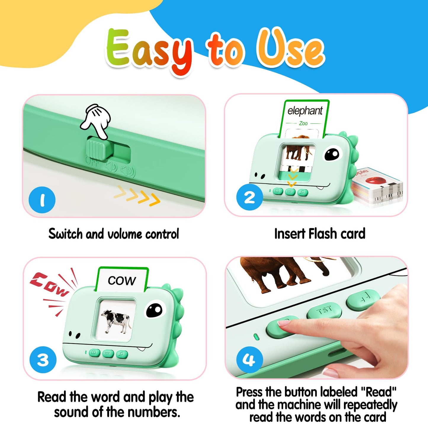 Hopeeye Talking Flash Cards For Toddlers Toys For Ages 2-4, Learning Toys For 2 3 4 5 Year Old Boys, Autism Pocket Speech Therap