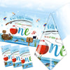 Ofishally One Birthday Decorations, 3Pcs Gone Fishing 1St Birthday Party Supplies Tablecloth, Little Fisherman Gone Fishing Rect