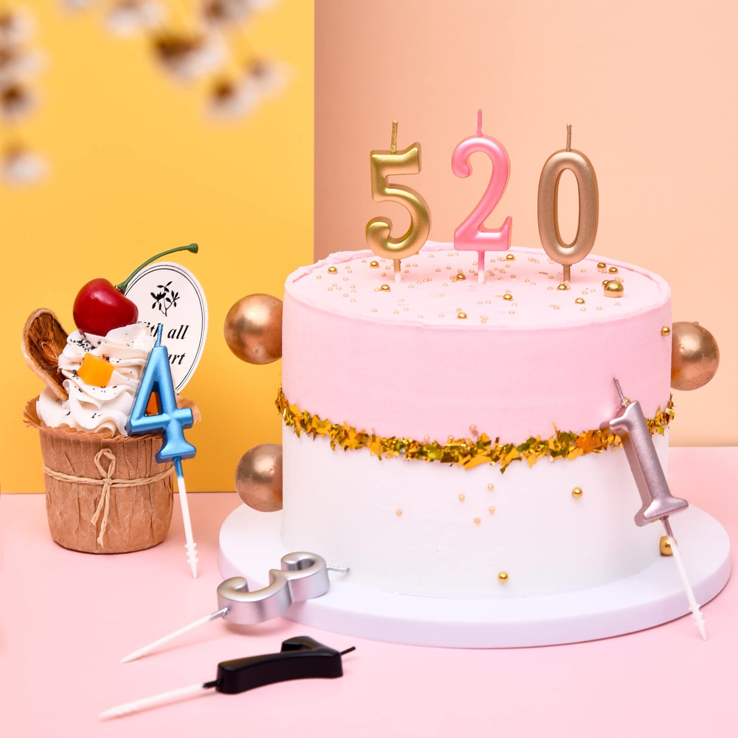 PHD CAKE 10-Pieces Silver Numeral Birthday Candles, Cake Numeral Candles Number 0-9 Glitter Cake Topper Decoration for Birthday,