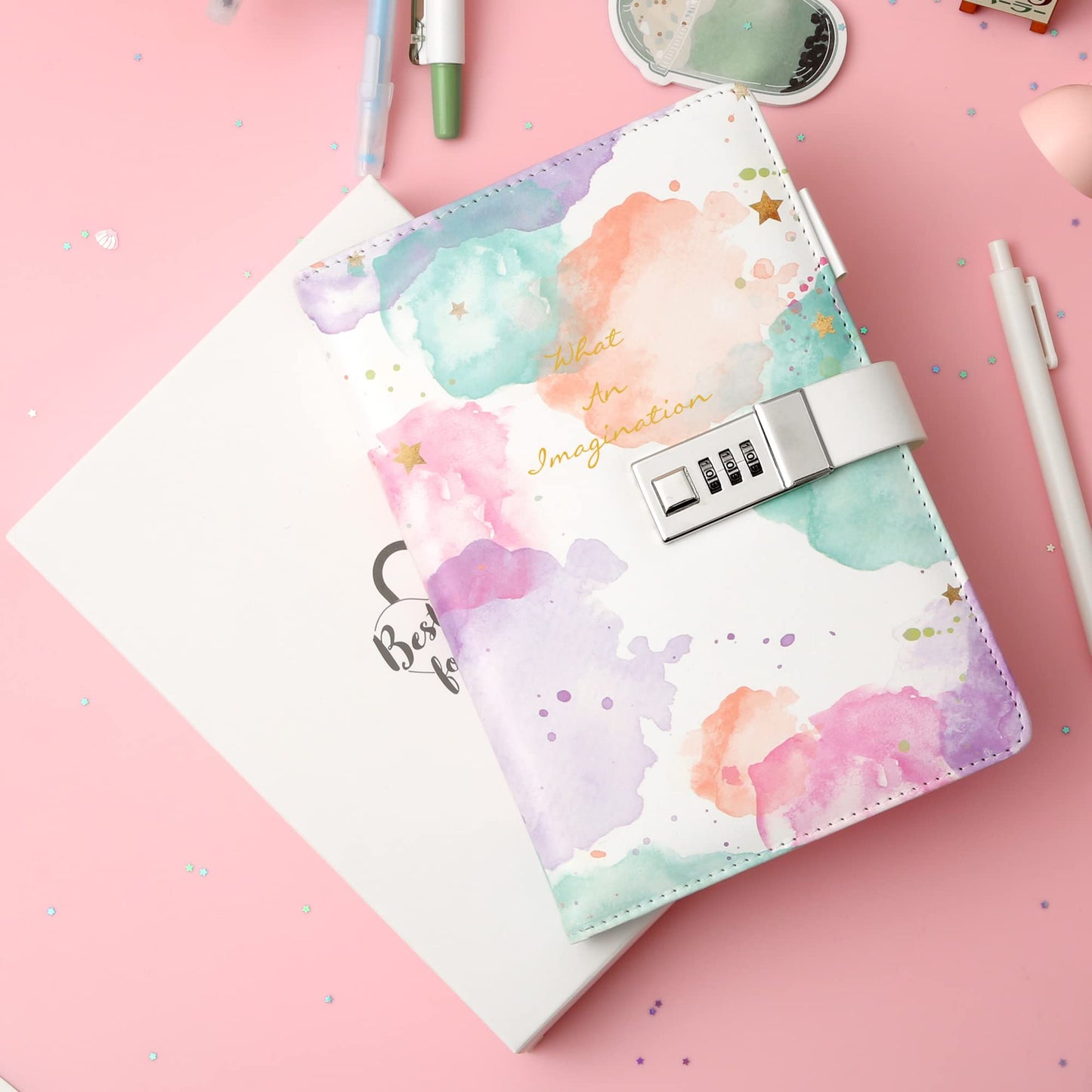 Cagie Diary For Girls Age 8-12 Gifts For 9 10 11 12 Year Old Girls Diary With Lock, Tie Dye Design 192 Pages Lock Diary With Pen, 5.7 X 8.5 Inch Birthday Gifts For Girl Journal With Lock