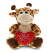 DolliBu I Love You Valentine Plush Sitting Giraffe - Cute Stuffed Animal with Red Heart and Name Personalization Gift for Valentines Day Birthday Anniversary Romantic Date - 9 Inches
