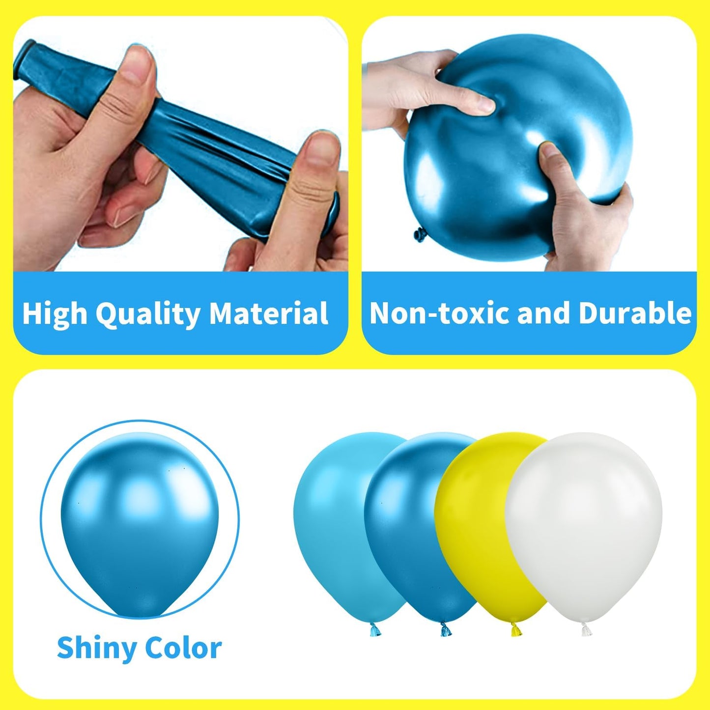 Yellow Blue Clear Balloon, 60 Pcs 12 Inches Metallic Blue Sponge Theme Balloons For Kids Cartoon Sponge Party Decorations Birthday Balloons Baby Shower Engagement Party Supplies