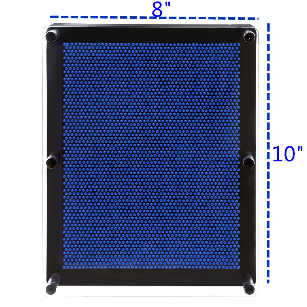 E-FirstFeeling 3D Pin Art Toy - Extra Large 10"x8" Blue Plastic Hand Mold Board for Kids & Adults