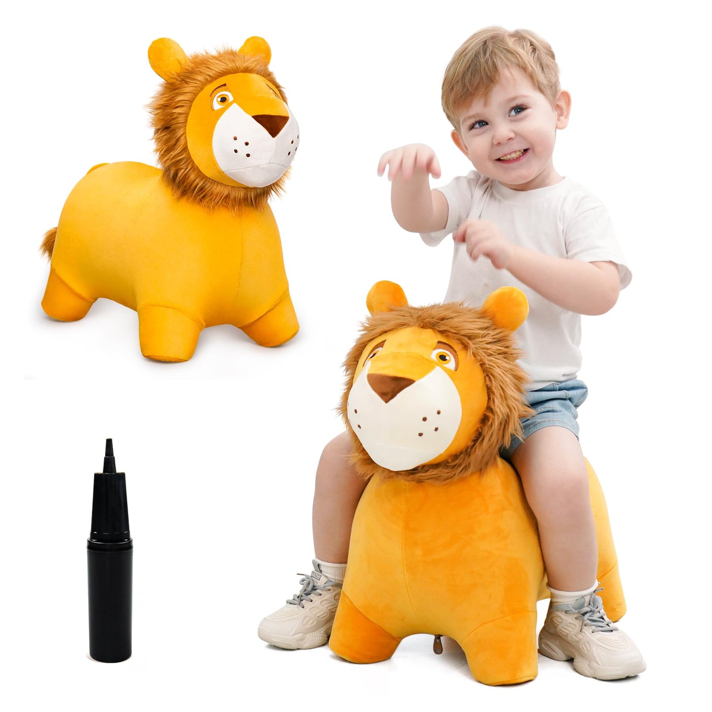 Everich Toy Lion Bouncy Horse, Inflatable Plush Hopping Toy, Bouncing Animal Hopper For Toddlers, Fun Ride-On Toy For Kids 18 Mo