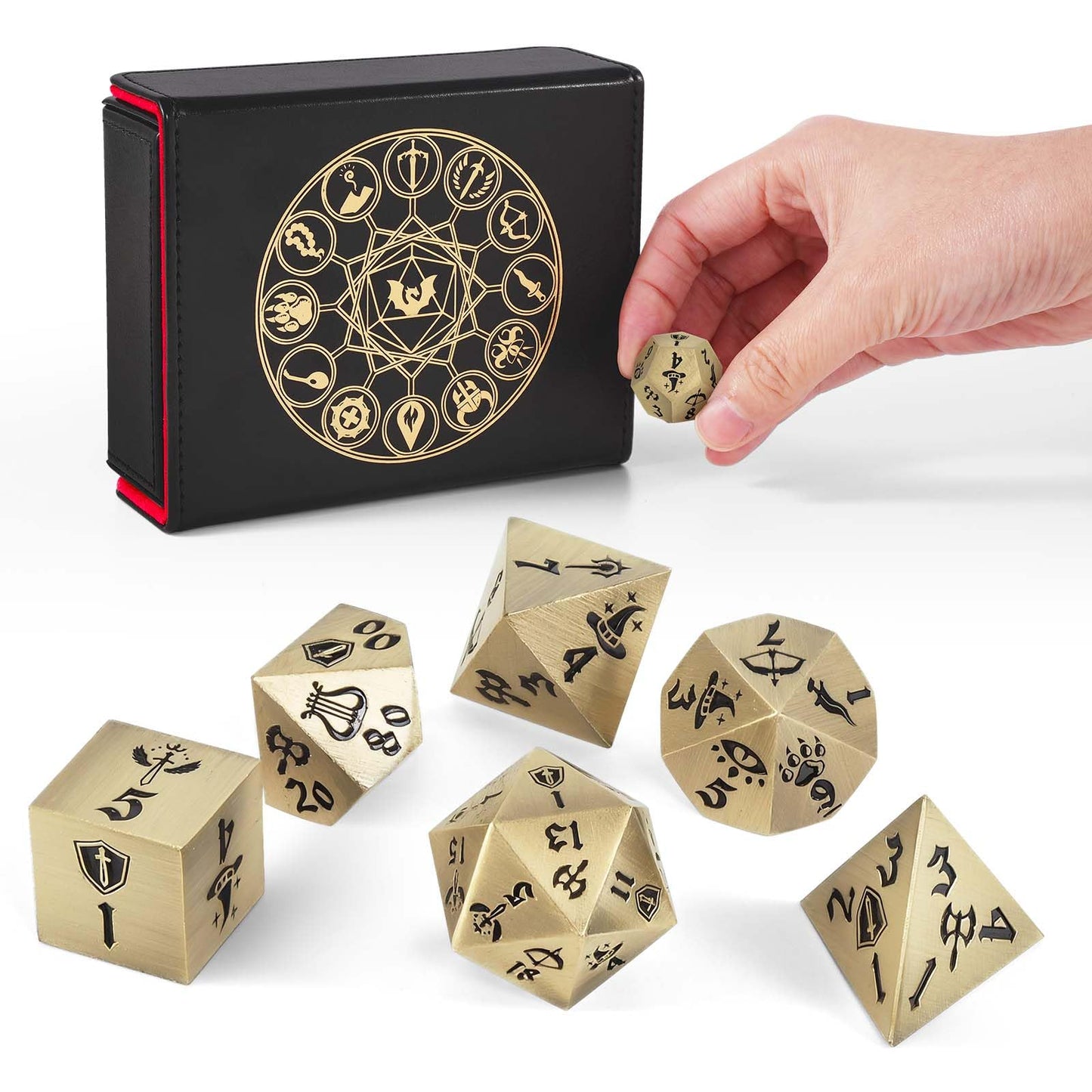 DND Dice Set, 7Pcs Metal Dice with Dice Box for Dungeons and Dragons, Polyhedral D&D Dice Set Role Playing Games, Board Games (B